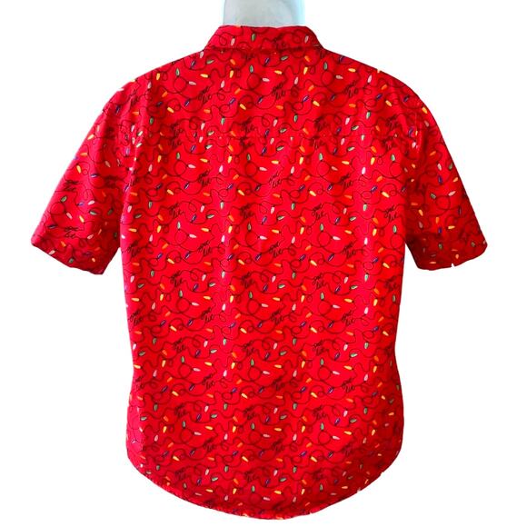 Spencer's LET'S GET LIT Christmas Lights Holiday Button Up Shirt Size Med - Picture 3 of 4